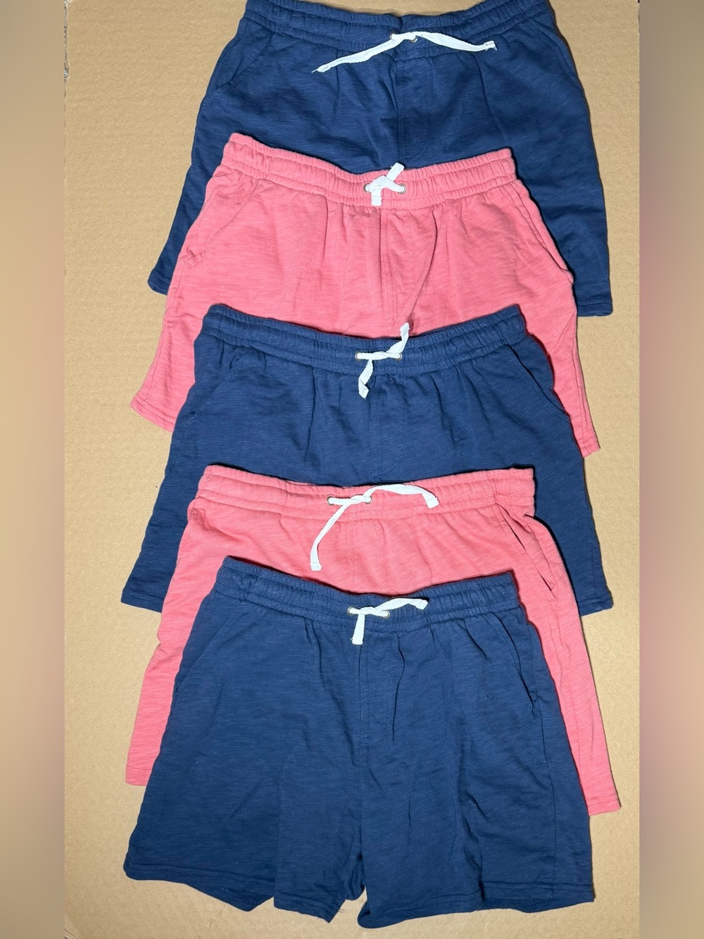 Class Club 4 Pack Navy & Coral Shorts Boys Size 18/20. Soft cotton. Drawstring.